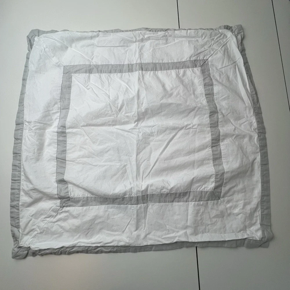 Ballard Designs Trim Gray  White Banding Euro Size Sham Cotton